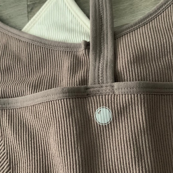 Two white and purple athletic cropped tank tops. - Picture 4 of 5